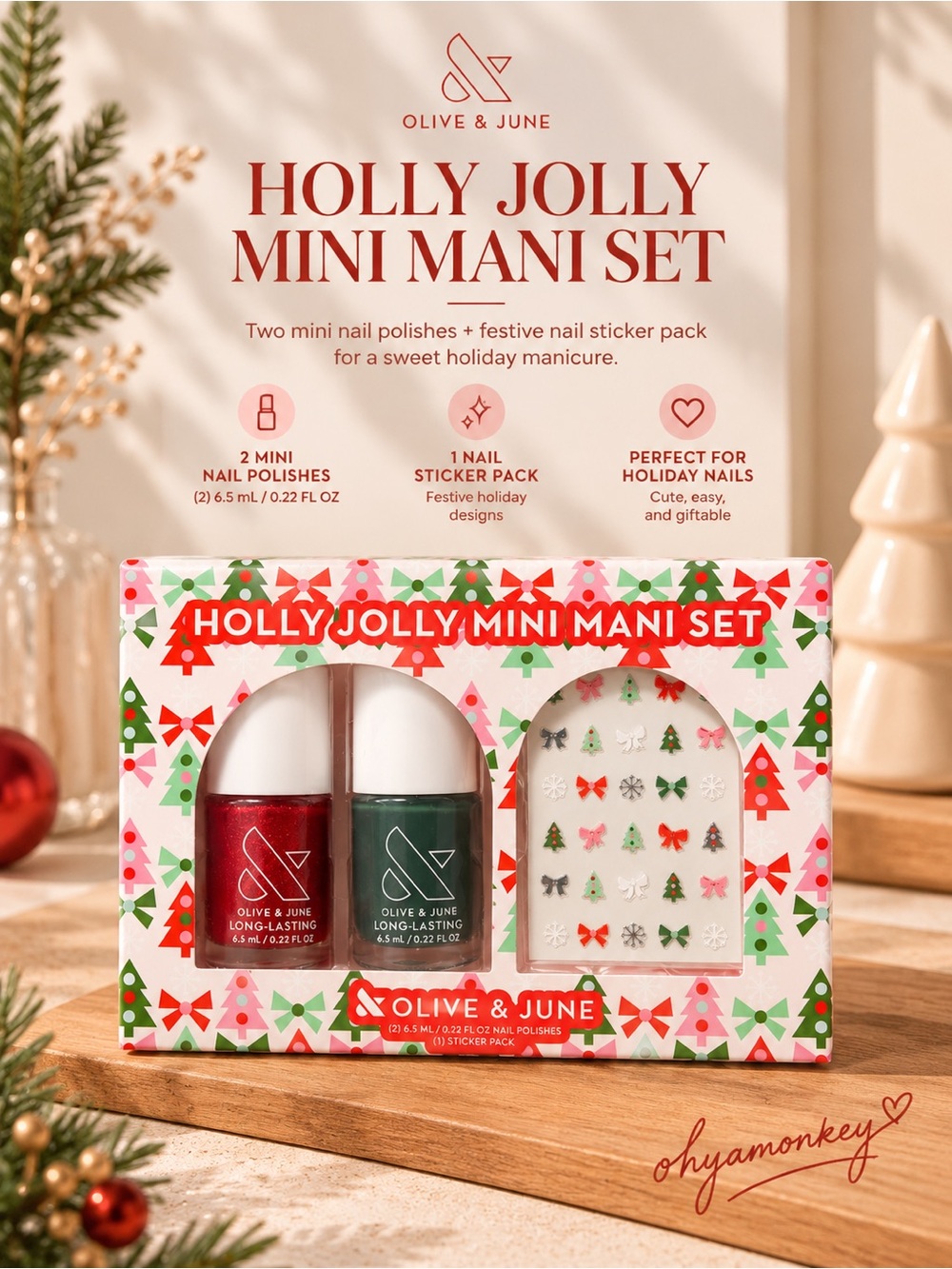 Olive & June Holly Jolly Mini Mani Set